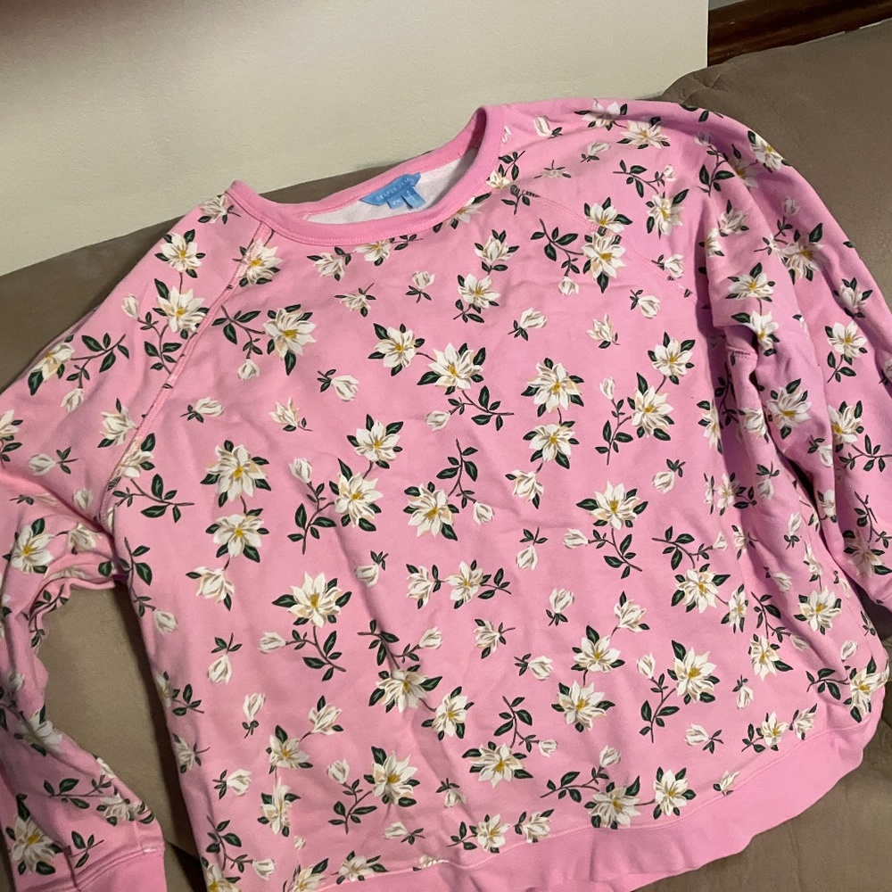 Draper James Natalie sweatshirt pink with magnolias size 2x